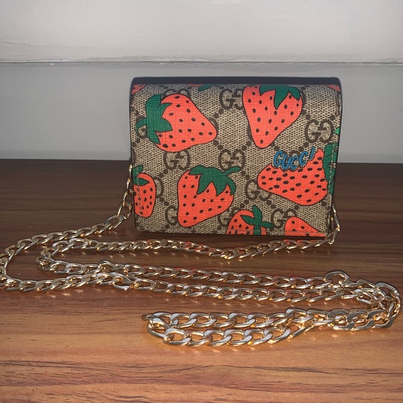 Gucci Handbags - Gucci Strawberry Canvas GG Marmont Wallet/Crossbody